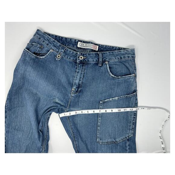 Fox Denim Plan B Jeans Male Size 34 Blue Baggy Wide Leg Detailed Hardware - Picture 6 of 16
